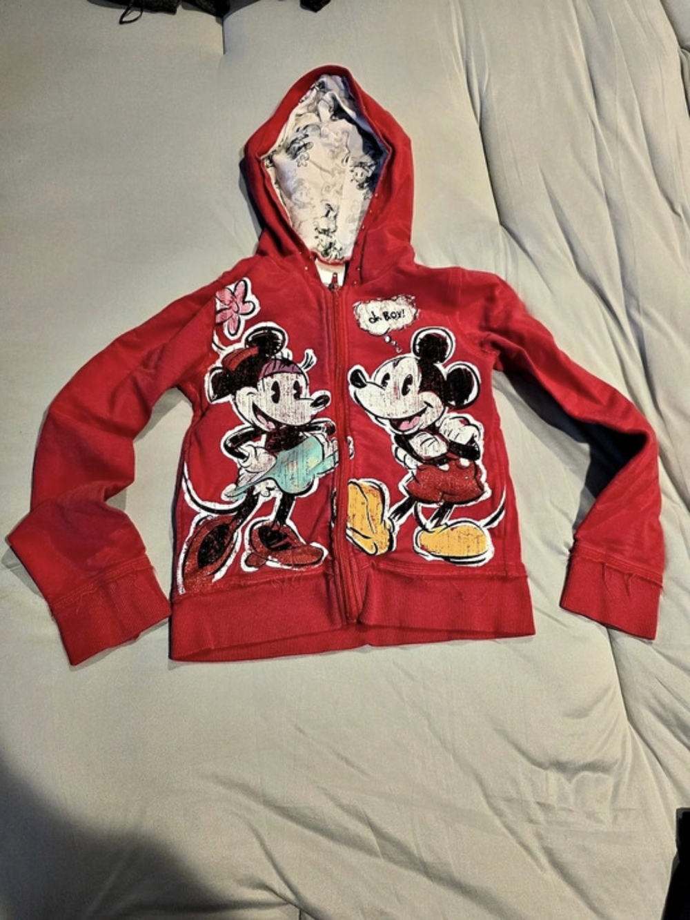 Disney Mickey Minnie Zip Hoodie Red & Black